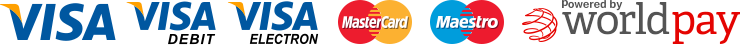 PayPal, Visa, Visa Debit, Visa Electron, MasterCard, Maestro, Payments powered by WorldPay