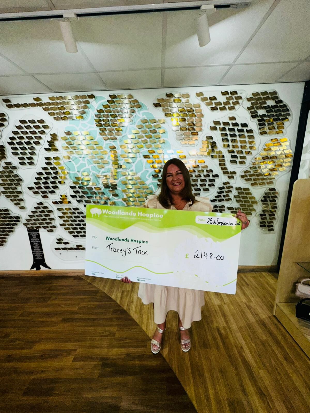 Tracey's trek, cheque photo